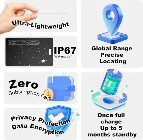 [2025 New] Dual Platform(Both iOS&Android) Rechargeable Air Tags Wallet...