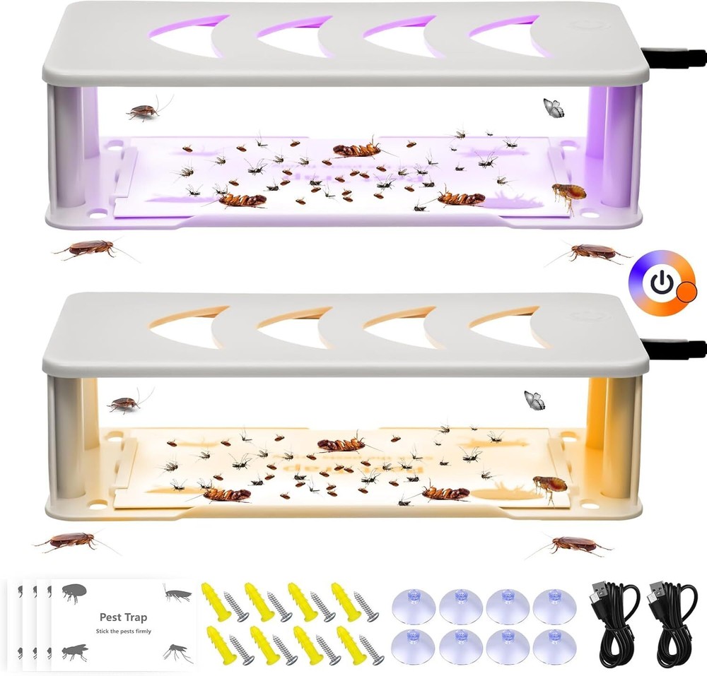 Fishbone Flea Trap Lamp (2PCS, White) - For Indoor Flea Control & Home Use