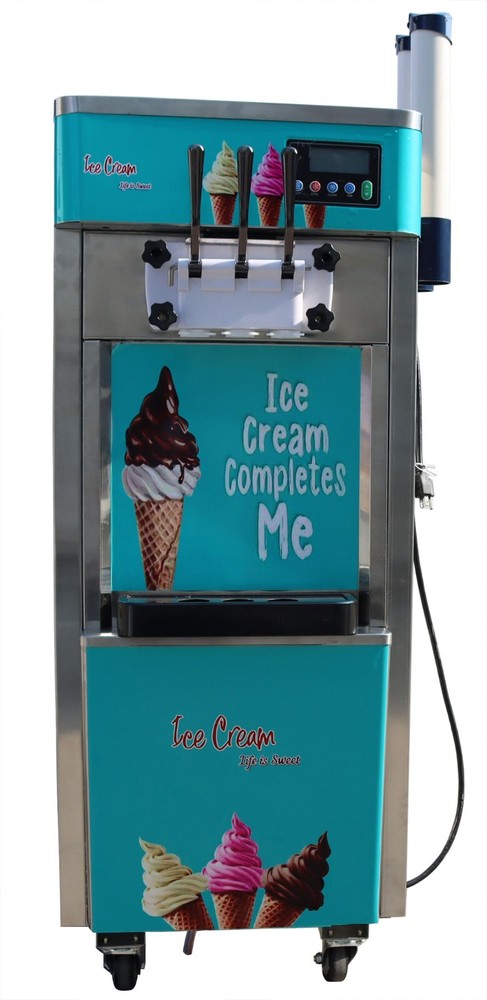 3 Flavors Soft Ice Cream Machine 20-30L/h Output Capacity LCD Display Controller