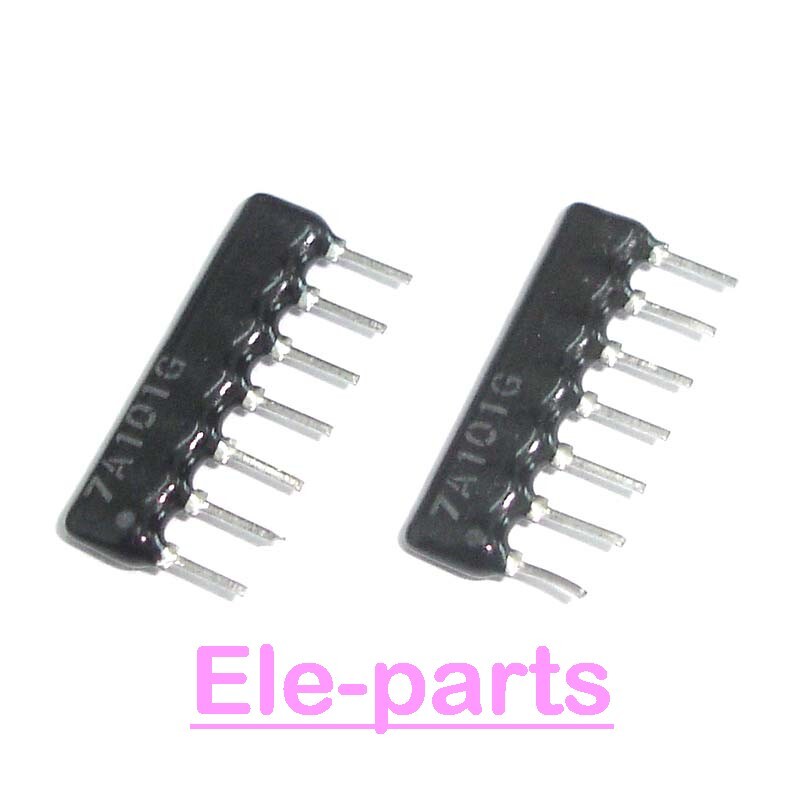 50 PCS A07-101G SIP-7 A07-101 100 ohm 100R 6 Commoned Resistor Network Array 7 P