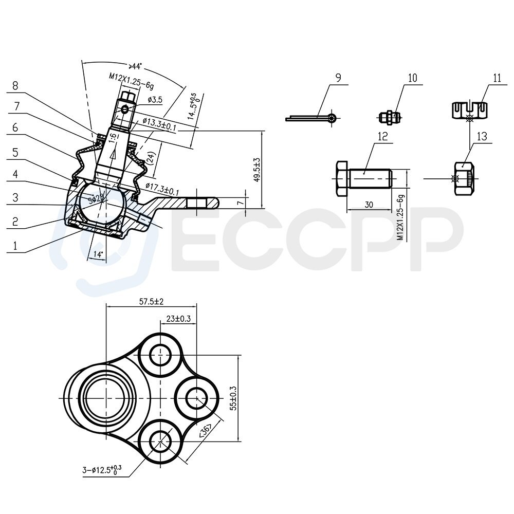 New Front Inner & Outer Tie Rod Ends + Front Lower Ball Joints for Grand AM
