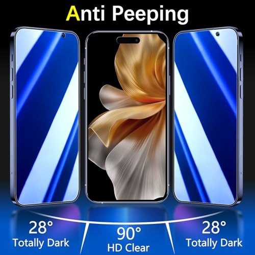 [2-Pack Privacy Screen Protector for iPhone 15 Anti-Blue Light Tempered