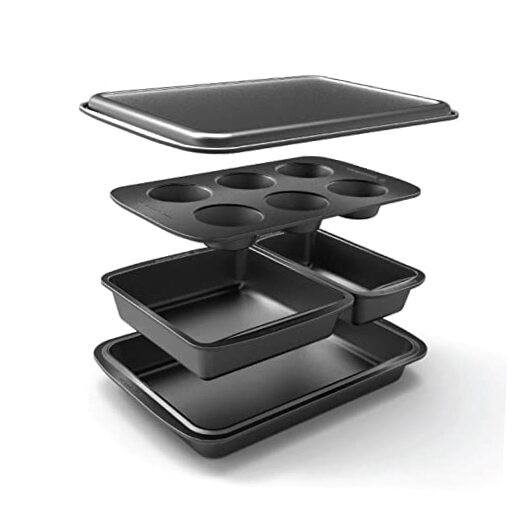Nesting Baking Set of 5 Bakeware Pans, Save Space Kitchen Appliances, Baking