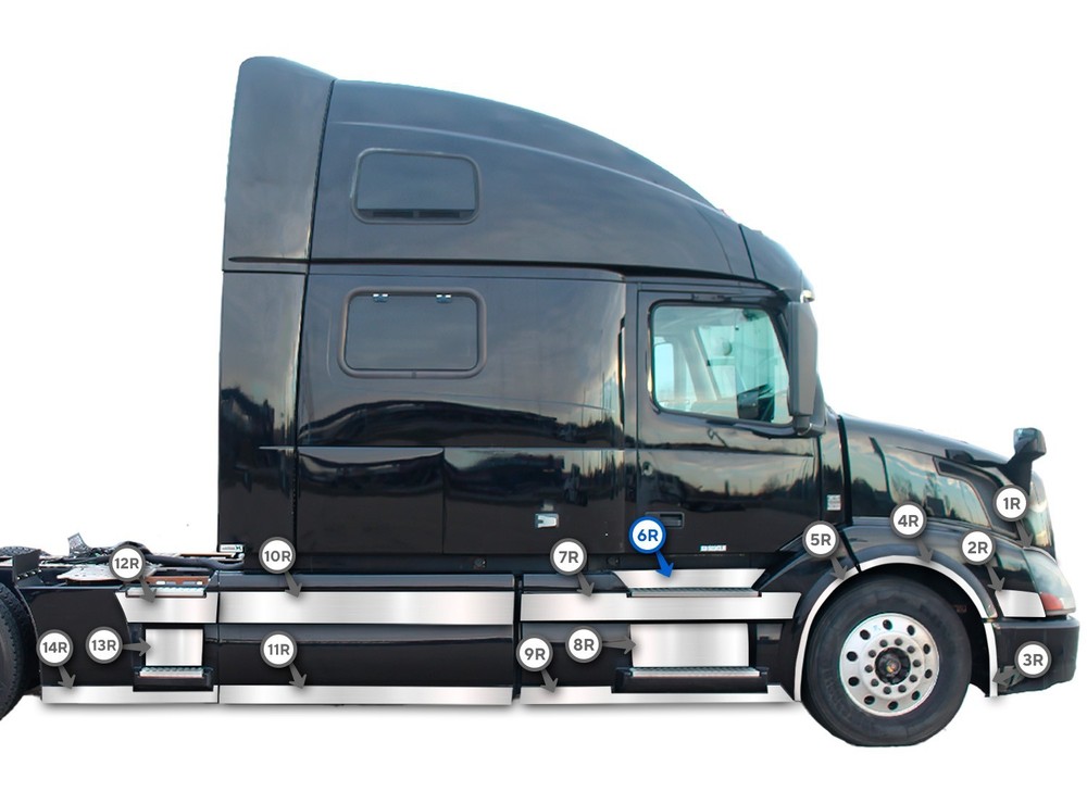 Front Panel Stripe Chrome Trim - Right Side 6R Compatible with Volvo VNL 04-2017