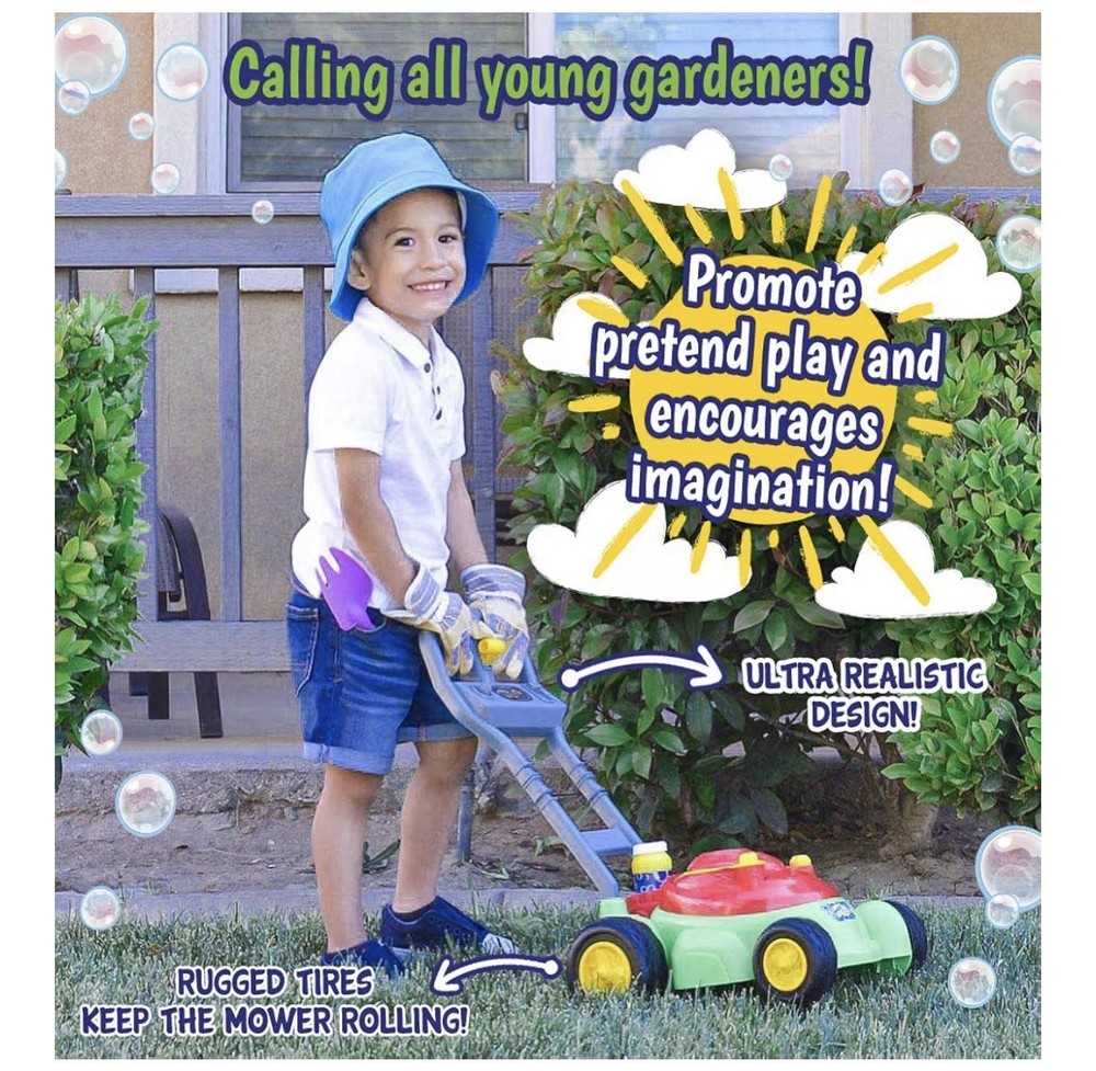 Maxx Bubbles Bubble N Go Mower Bubble Lawn Mower Includes 4 oz Bubble Solution