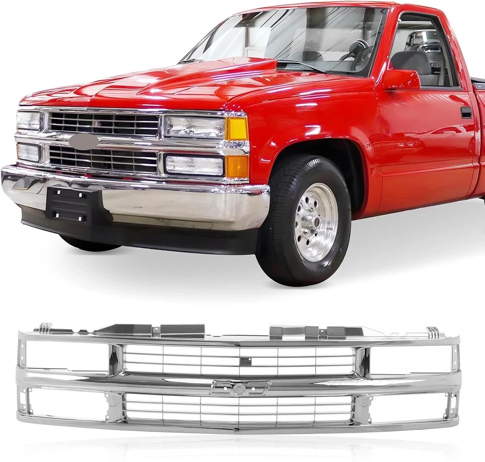 Front Grille Grill Chrome Shell with Insert Compatible with Chevrolet 1994-2000