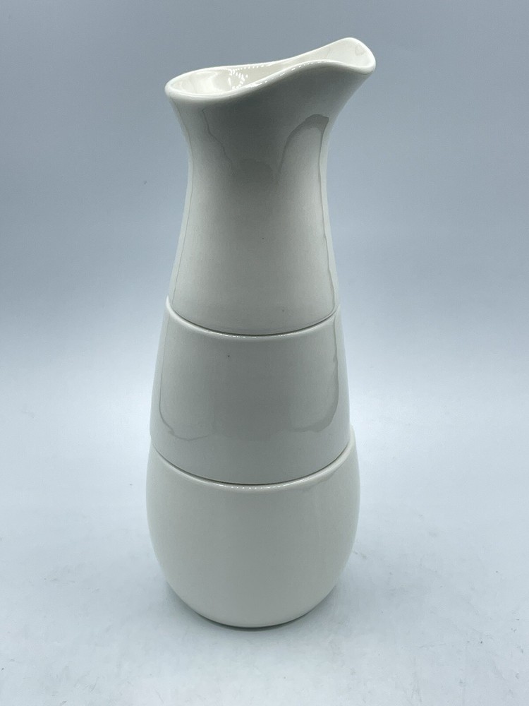 Avon White Stackable Creamer Shaker Sugar 3pc Ceramic Set