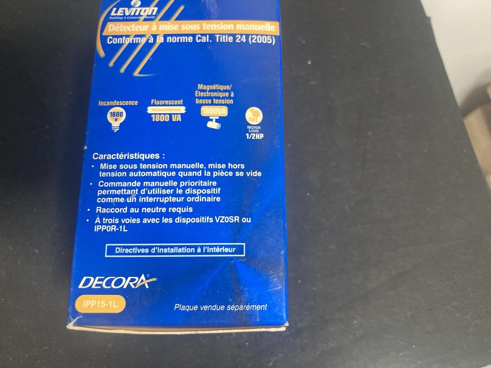 Leviton manual on occupancy sensor IPP15-1LE black