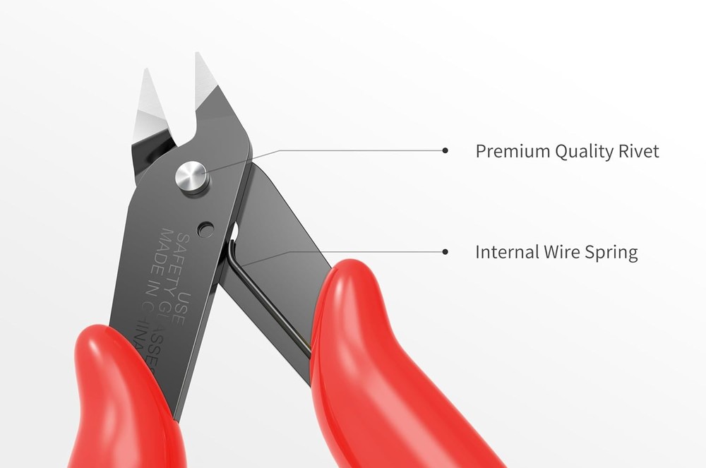 HongWay 5pcs Wire Cutters, Micro Flush Cutters with Spring, Cutting Red