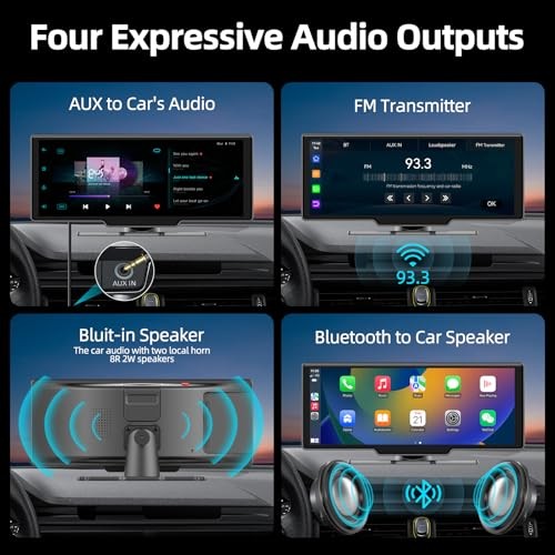 Portable Carplay Screen for Car Stereo, 10.26" HD Touch Screen with Android