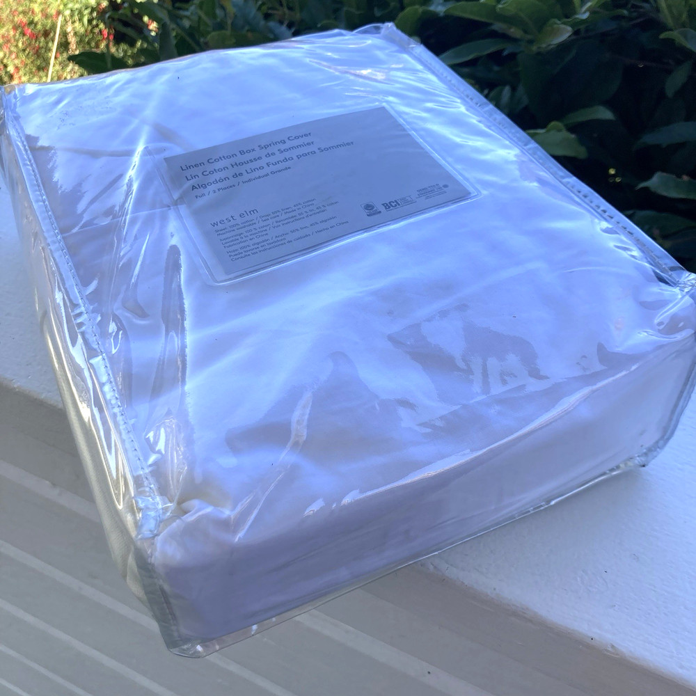 West Elm Box Spring Boxspring Cover ~ Size Full ~ Linen Cotton ~ Ivory