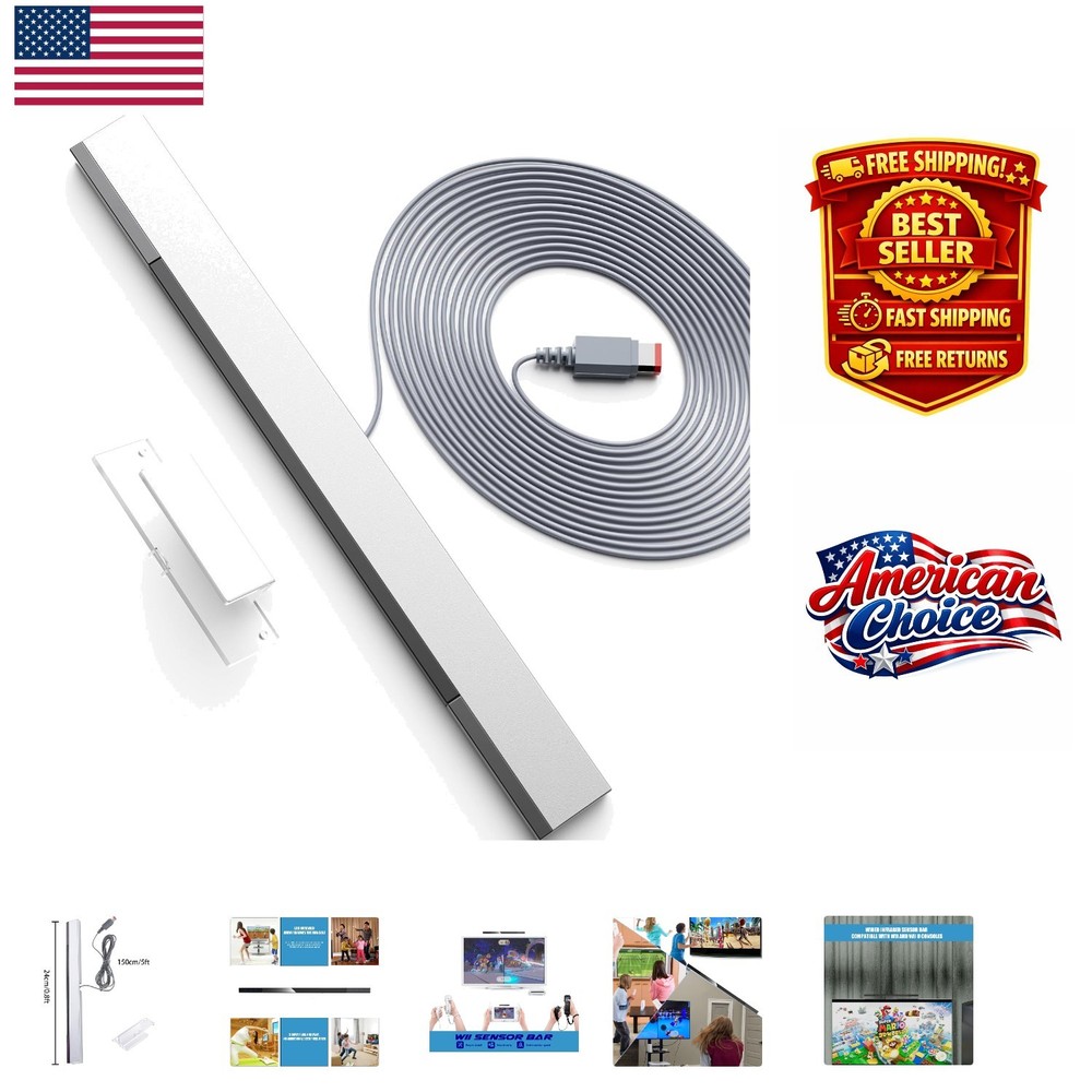 High-Sensitivity Wired Infrared Sensor Bar for Wii - Stable Gaming Connection