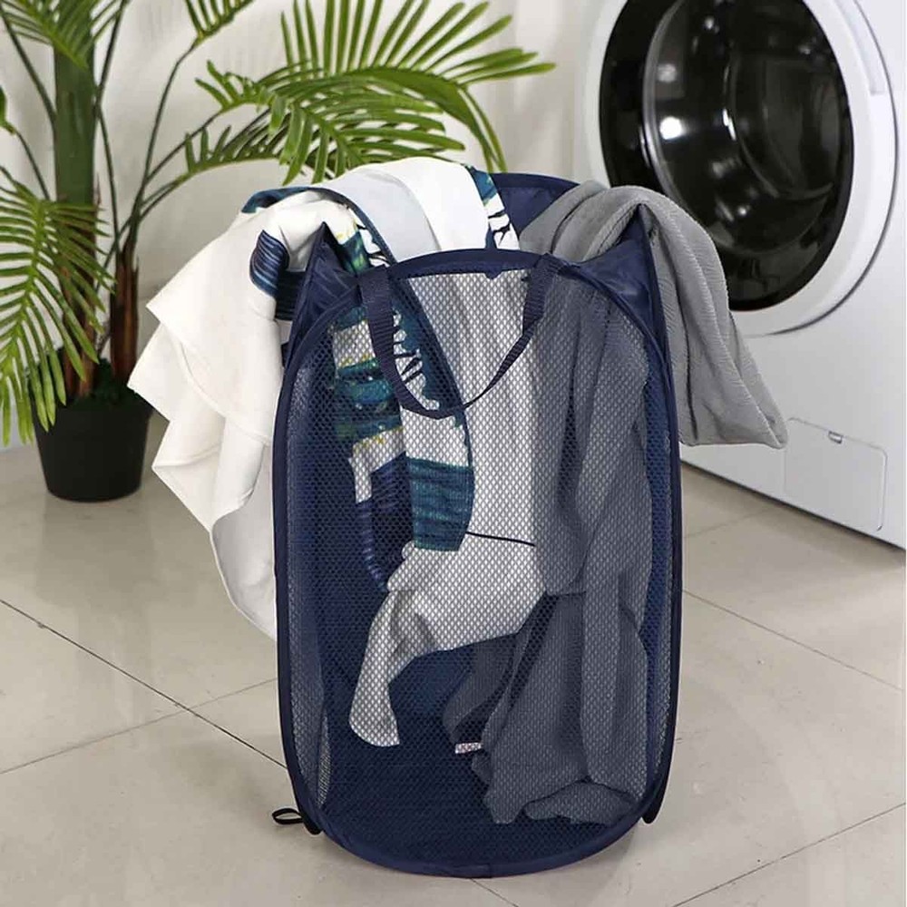 Convenient and practical foldable mesh pop-up laundry basket (blue |2-piece set)