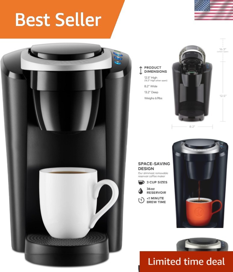 K-Compact Single-Serve Coffee Maker - 3 Brew Sizes & Space-Saving Design