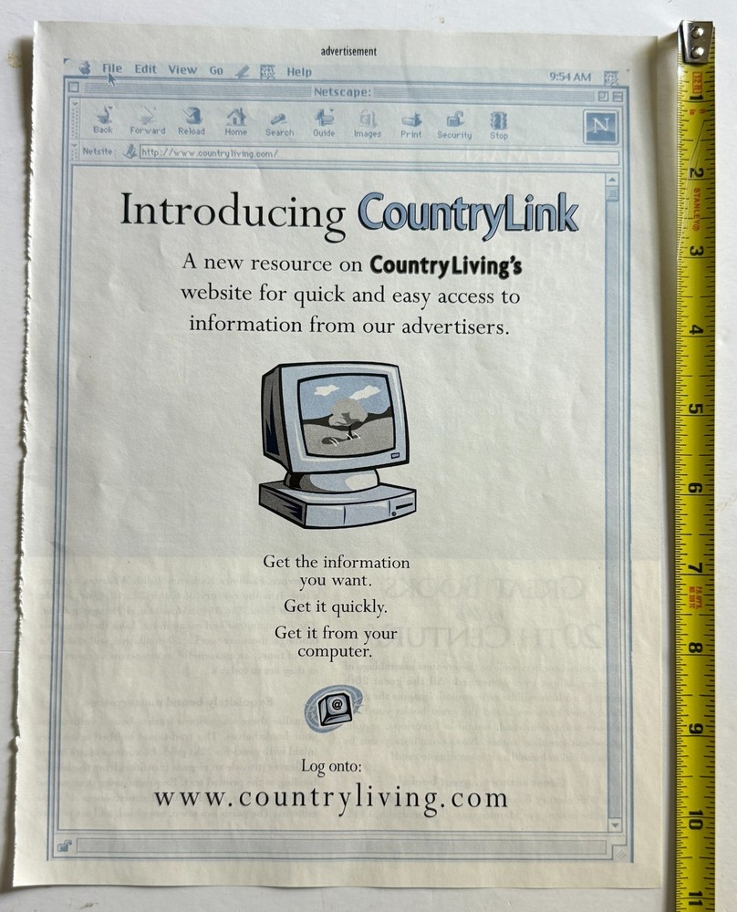 Vintage 1999 Country Link 90s Computer Netscape Advertisement Print Ad