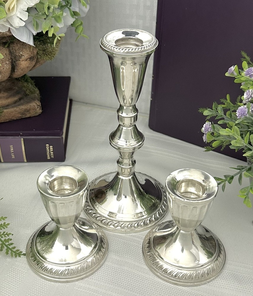 Candle Holders Sterling Silver Console Candlesticks Silver Dinner Candle Holders