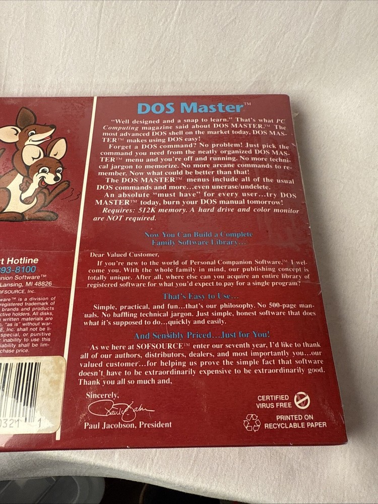 DOS Master By Steve Green 3 1/2” Pc Program