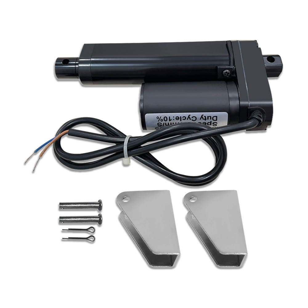 Black 4" Stroke Linear Actuator 225lbs (1000N) Load Capacity 10mm/s with Bracket