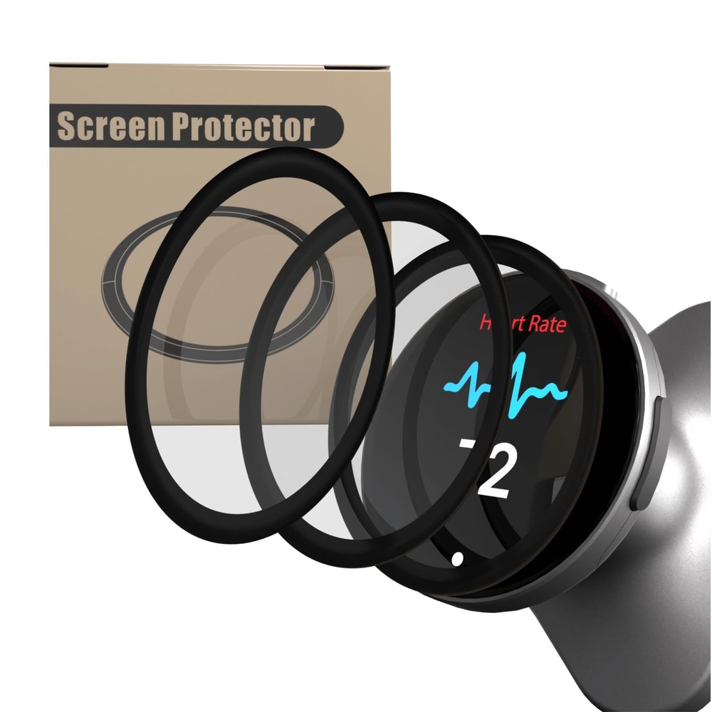 3 Pack Full-Coverage 3D Curved Screen Protectors for 1.81*0.03, Black & Clear