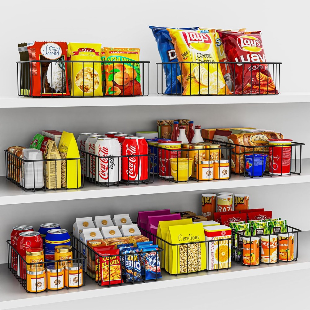 12 PACK (3 Szie) Small Wire Storage Baskets for Organizing,Pantry Organizatio...
