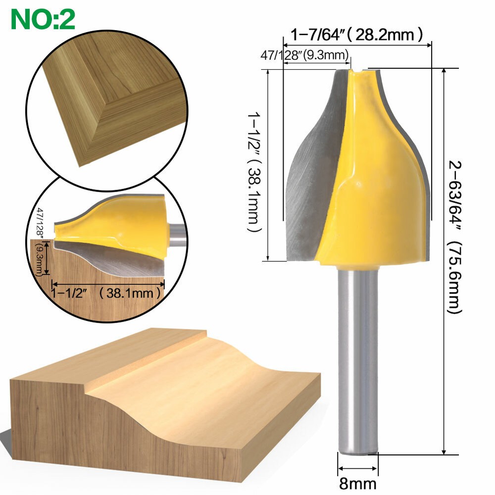 4pcs 8mm Shank Bit Woodworking Cutter Tool Vertical Raised Panel Router Bit Set