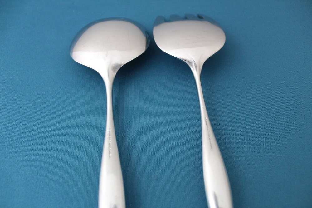 Lauffer DESIGN 2 Serving (2pc Set) Spoon / Meat Fork Satin Germany 7 3/4