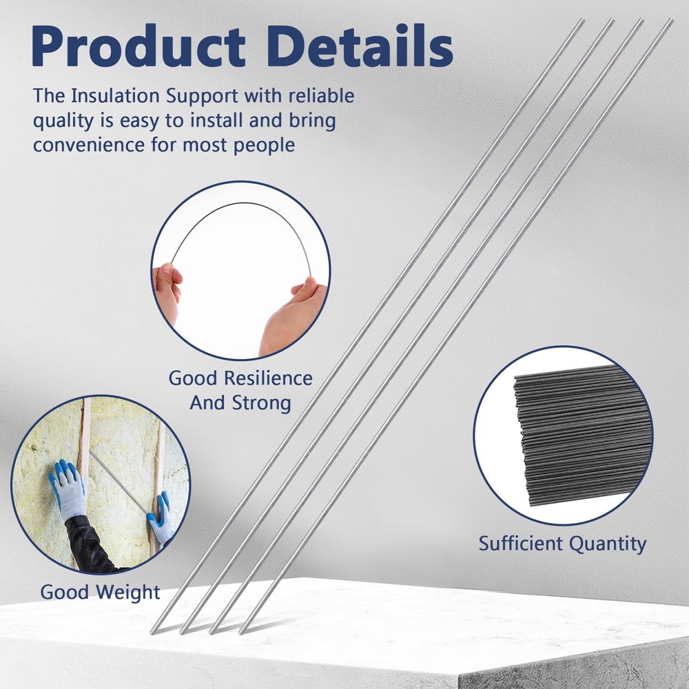 200 PCS Insulation Support Wire 16" High Carbon Steel Rods for Ceiling Attic