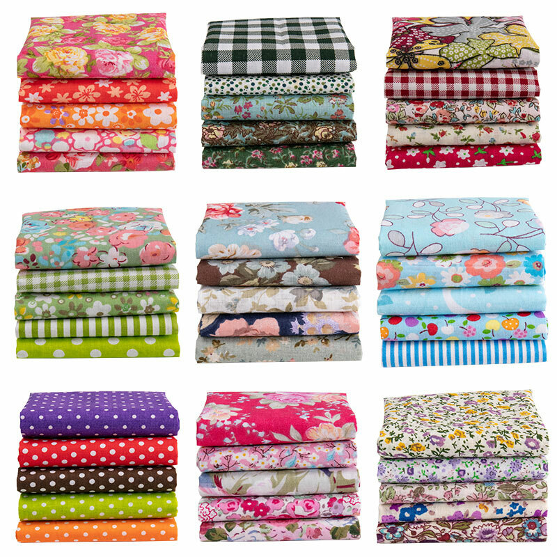 5pcs/lot Cotton Fabric Bundle Quilting Sewing Patchworks Upholstery DIY Craft