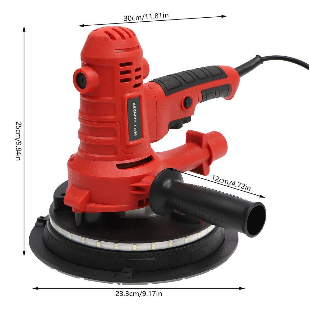 1200W Drywall Sander Machine 1200-2500RPM Variable Speed & Auto Vacuum