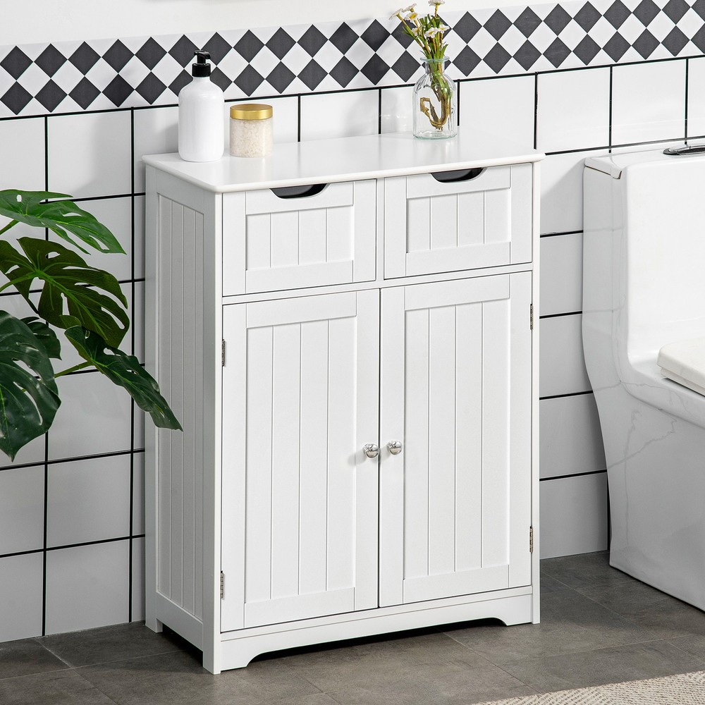 Towel Bathroom Storage Cabinet With Doors Floor Cupboard Adjustable Shelf Small
