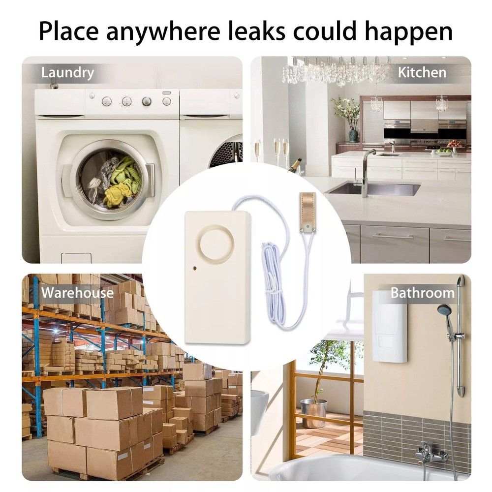 ABS Water Leak Alarm Flood Level Overflow Detector Sensor Home Security