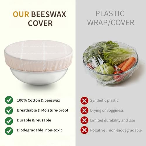 Reusable Bowl Covers for Bread Proofing- 3pc Beeswax Bowl Covers Reusable