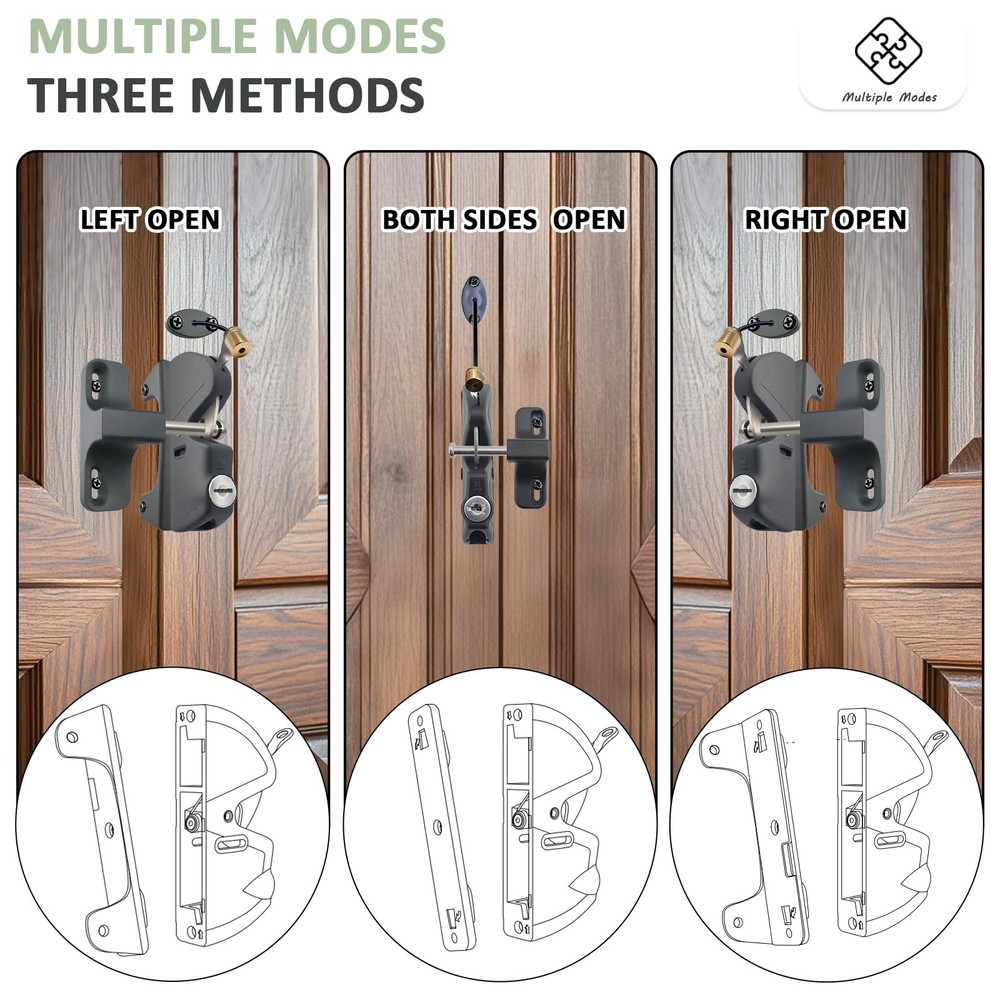 Gate Latch Door Latch with Pull Cable Opened Two-Sided Lockable Door Latch Du...