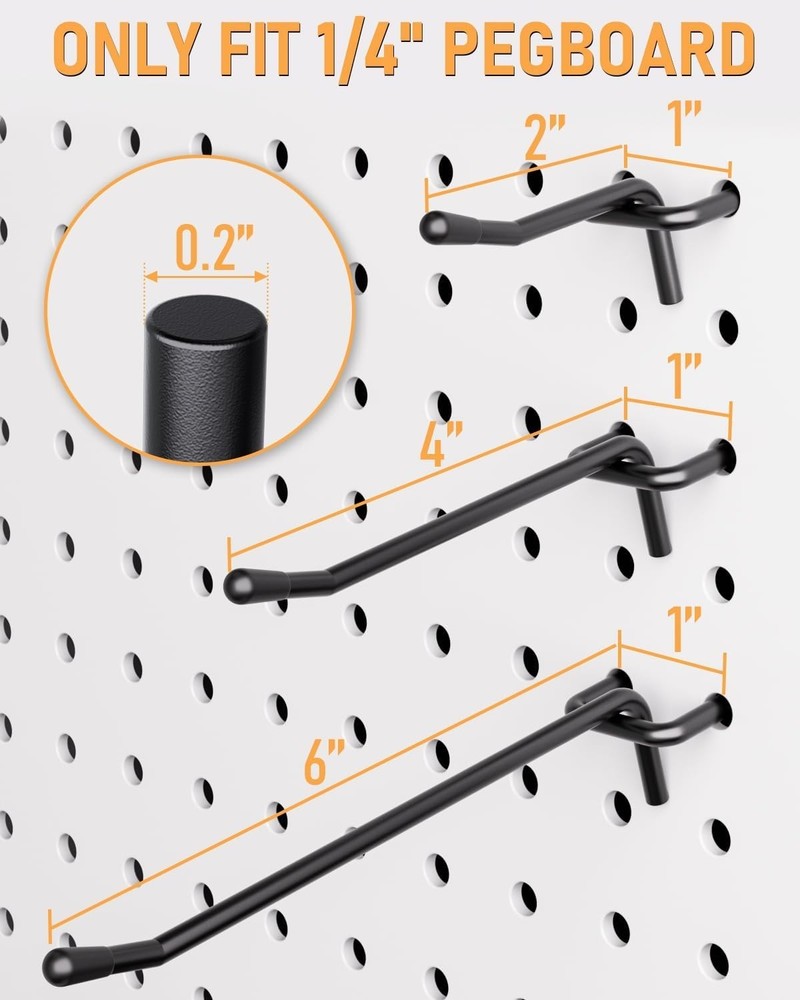 Heavy-Duty Black Pegboard Hooks - 120 Pack with Extra Thickness for Stability