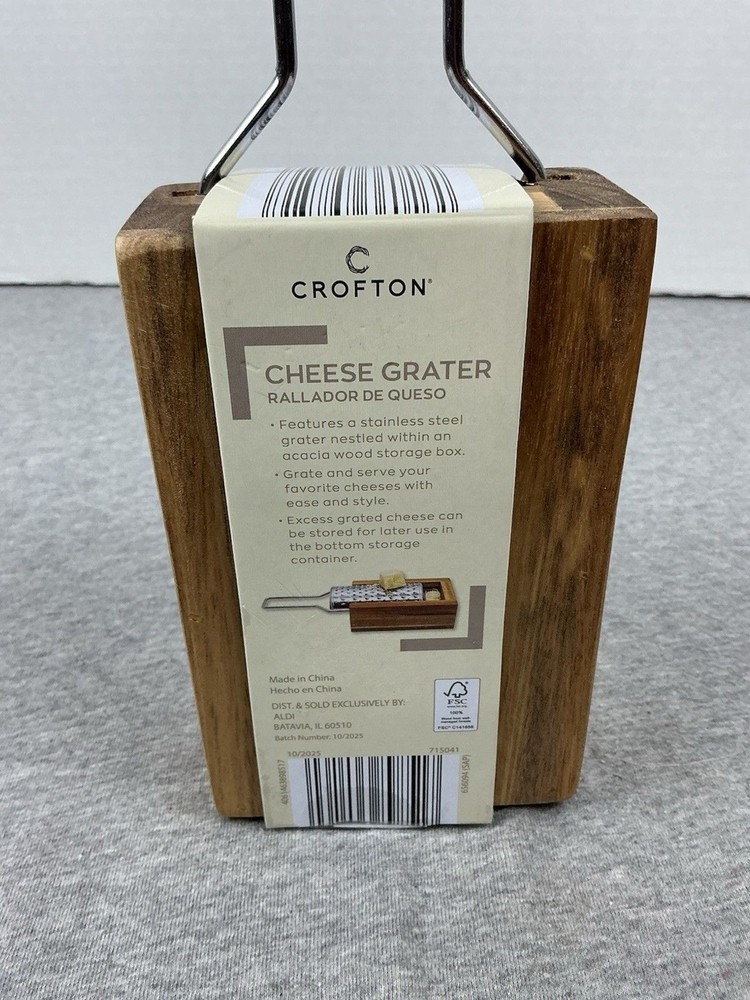 Crofton Cheese Grater Acacia Wood Box Kitchen Grater