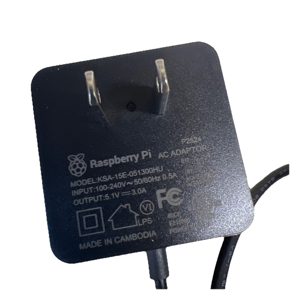 Raspberry Pi Official USB-C Power Supply Model: KSA-15E-051300HU BLACK