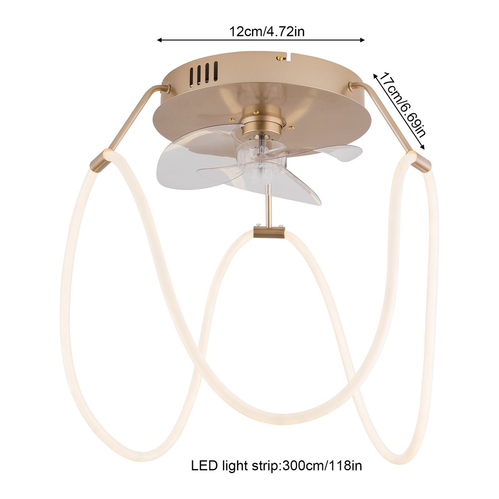14in LED Ceiling Fan Flush Mount Enclosed Ceiling Fan w/ Light & Remote Control