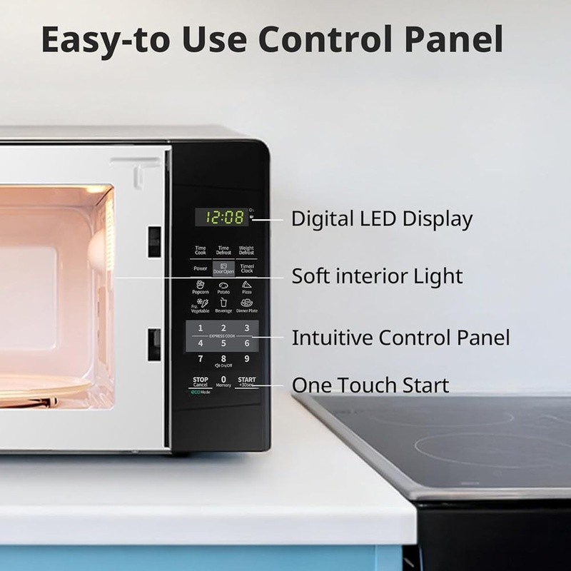 Microwave Oven W/ Mute Function Timer Child Safety Lock Easy Auto-Cook Options