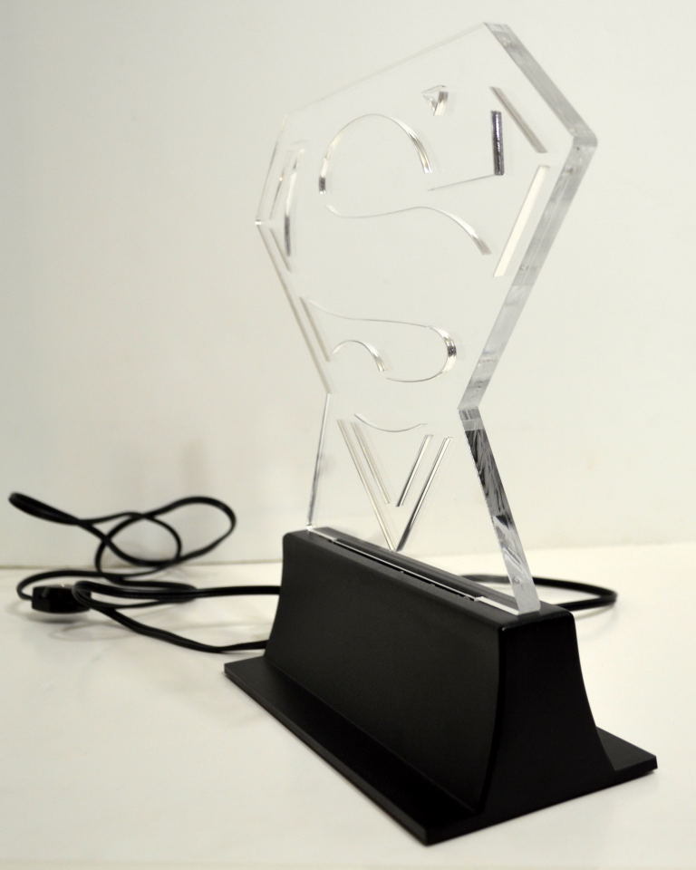 Warner Bros Exclusive SUPERMAN SHIELD Light Sculpture Signed/#'d Buzzy Trusiani