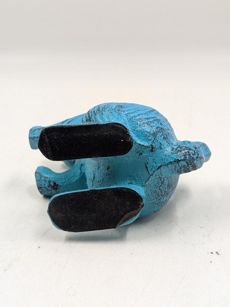 Vintage Cast Iron Mouse Doorstop Bookend Rustic Aqua Painted
