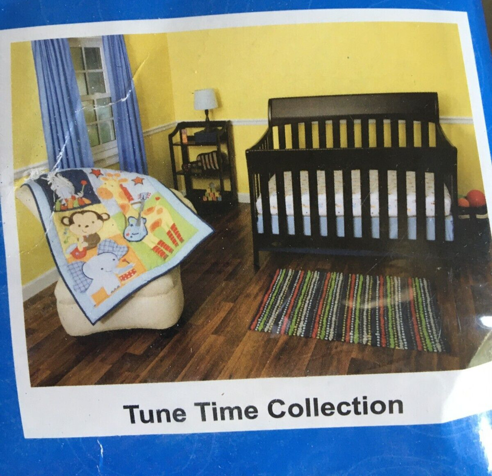 Riegel Tune Time, Musical Monkey 3 Pce Nursery Set Comforter, Sheet, Dust Ruffle