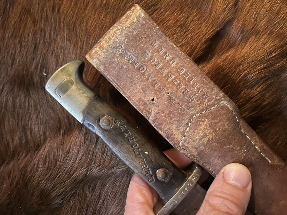 INTERESTING CUT DOWN BAYONET FIGHTING KNIFE NAMED GREENWICH