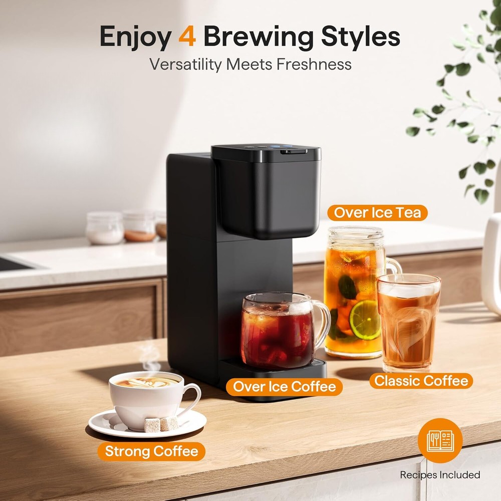 Single Cup Coffee Maker with Bold Settings, Brews 6 to 16 oz. Coffee, Black