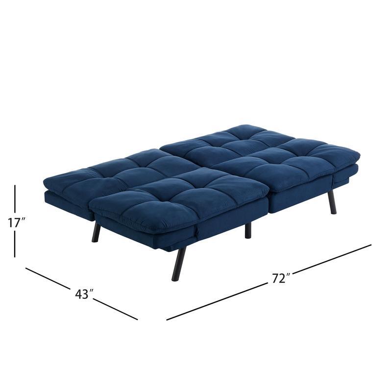 Memory Foam Futon Sofa Bed Split-Back Design Adjustable Armrests Easy Assembly