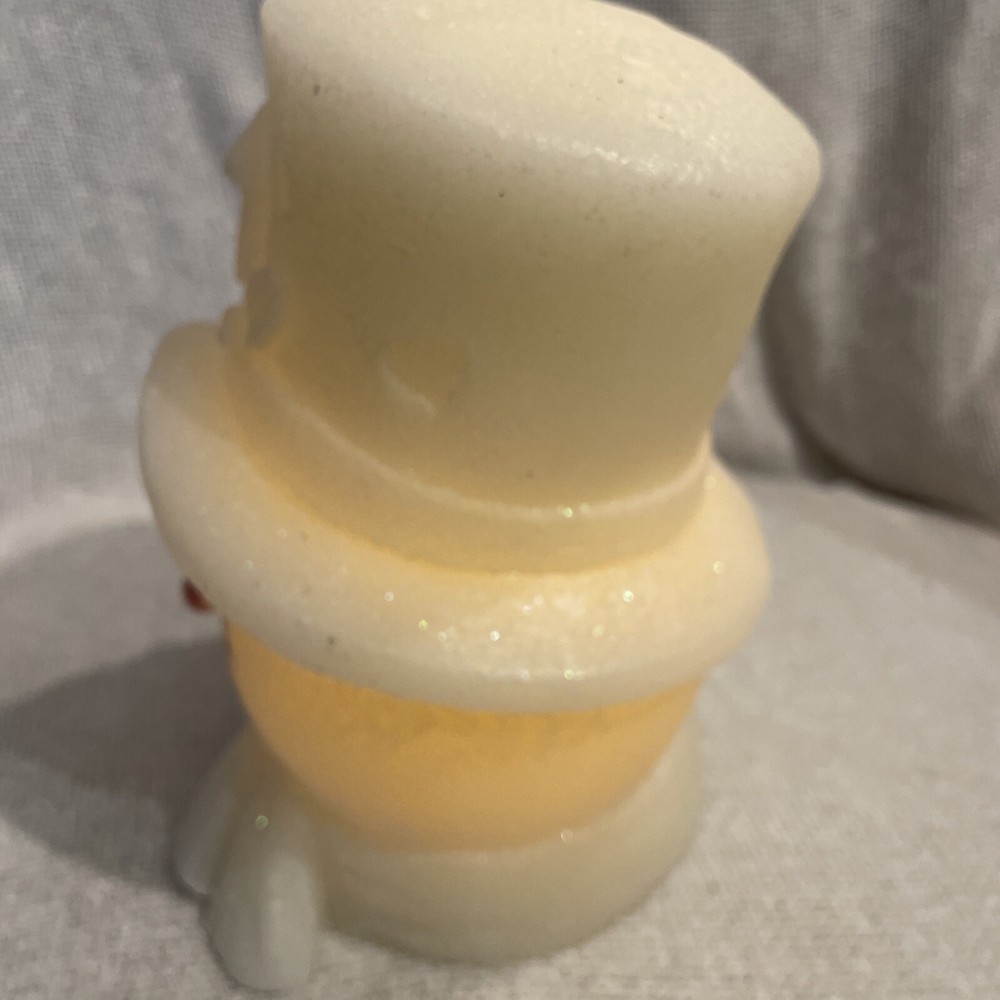 Flameless Snowman Candle Flickering Cute Tabletop 6.5x5 EUC