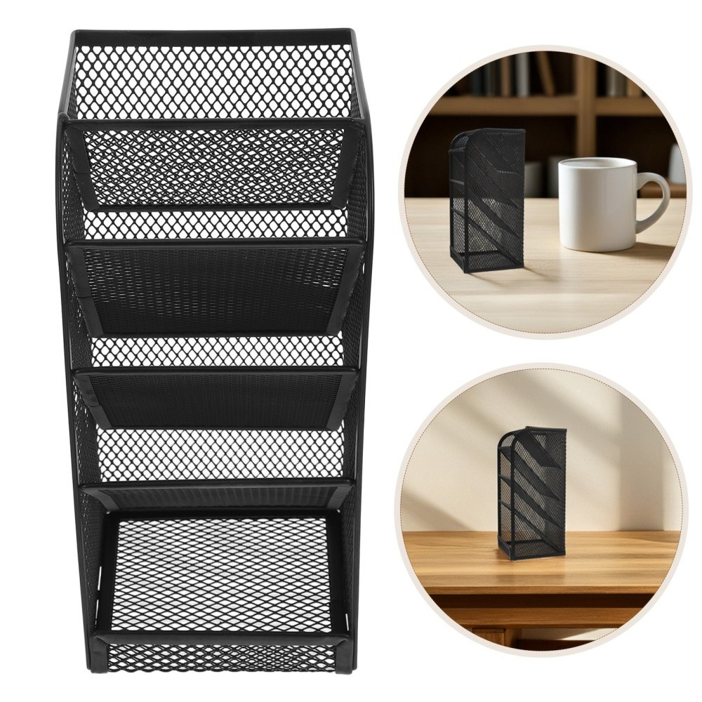 Vertical Pen Holder Holders Storage Box Compartments Brushes Desk Stand