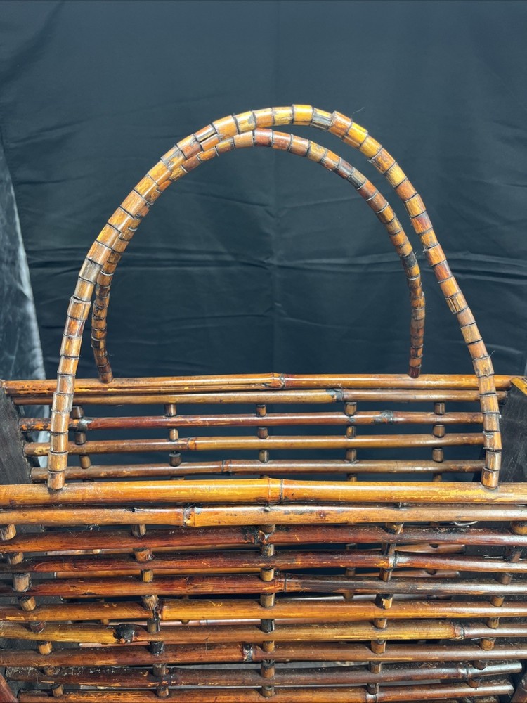 Vintage Wicker Bamboo Rattan Rack Storage Basket