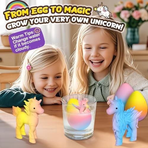 Unicorn Hatching Rainbow Eggs - 6 Pack Craft Kits for Kids, Birthday & Easter Gi