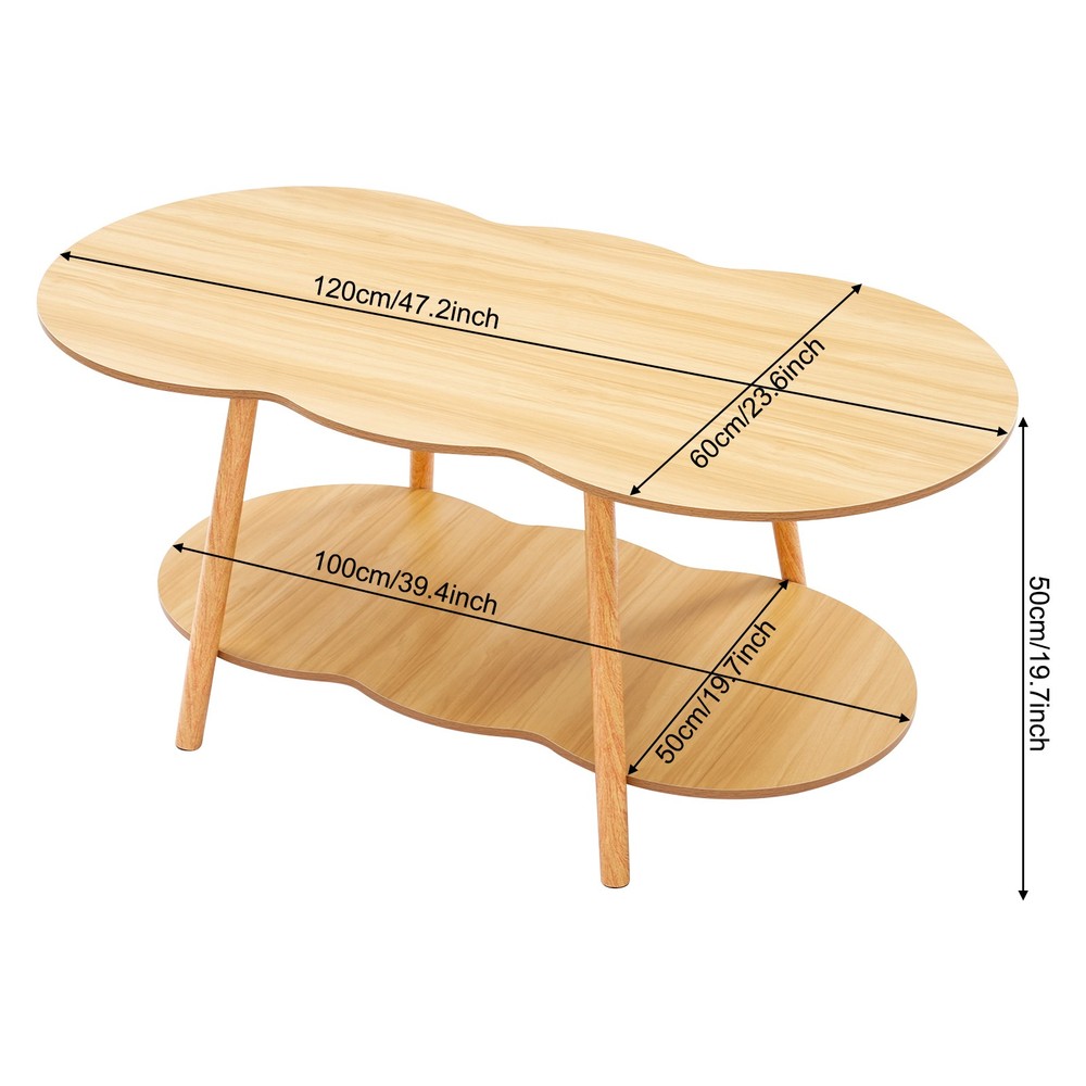 2-Tier Sofa Table Max 66.14 lbs Cloud Shape End Table 19.7in H Coffee Table