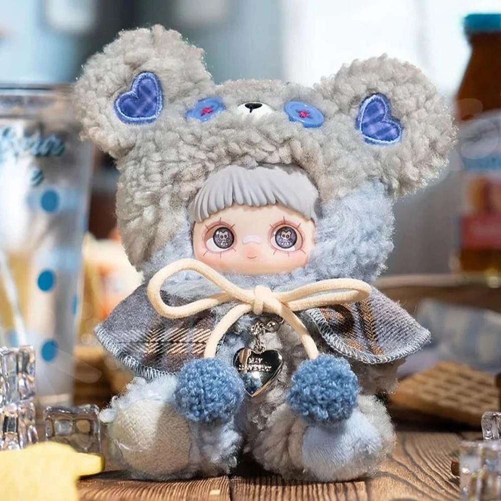 MayMei Tiny Bear Cookie Ramune Blue Plush Confirmed Blind Box Keychain Sure Fun